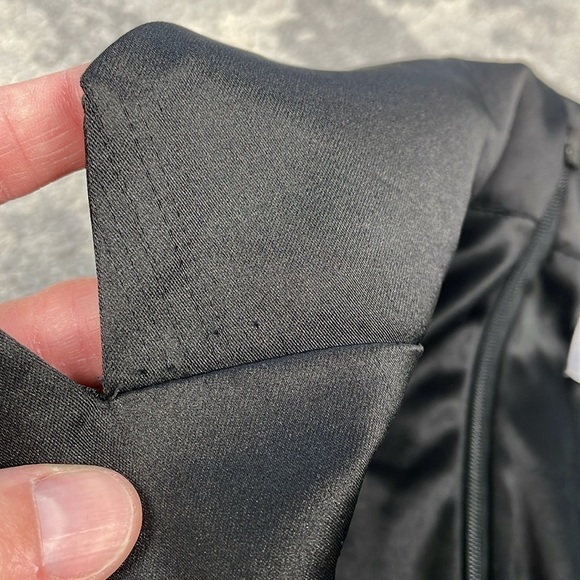 New Ieena Mac Duggal Jersey and Satin Wrap Mini Dress Black Blazer Suiting Sz 2 - Picture 12 of 13